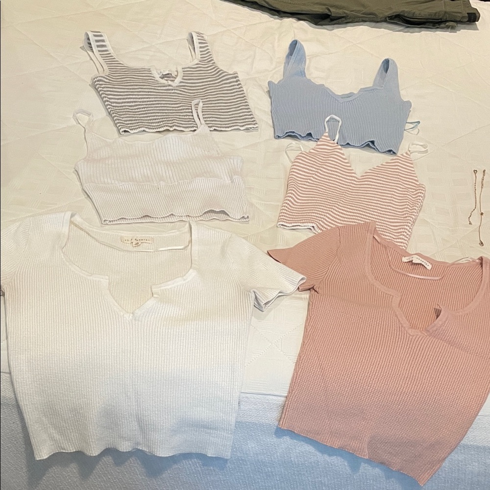PAC SUN La Hearts Ribbed Knit tops all 6 for $30